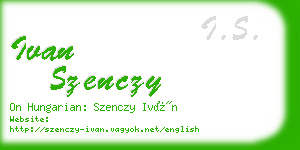 ivan szenczy business card